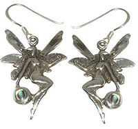 3082 - Silverörhängen Älva med Grön Pärlemorssten