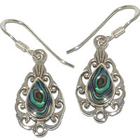 3086 - Silverörhängen Keltiska med grön Pärlemorssten