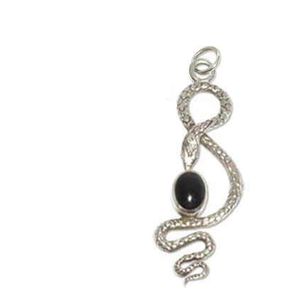 2190-Silverhänge Orm med svart sten