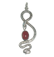2190 - Silverhänge Orm med Röd Karneolsten