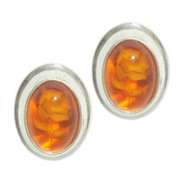 3072 - Silverörhänge Bärnsten med Ros