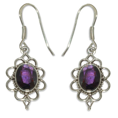 3430-Silverörhänge med CZ Lila sten