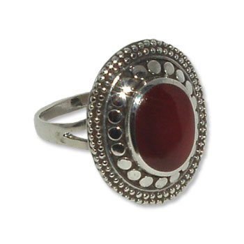 4068-2 Silverring med Röd karneol sten. 