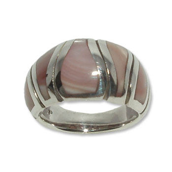 4076 -2  Silverring med Rosa Pärlemors sten.  