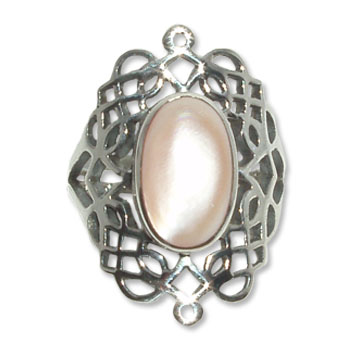 4107-3  Silverring Keltisk  med  Rosa pärlemors sten.