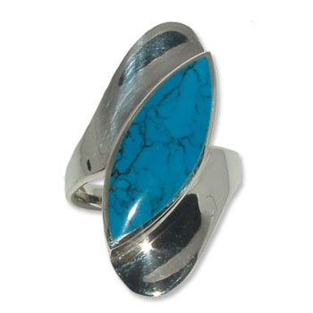 4121-3  Silverring Modern design med Turkosfärgad sten.