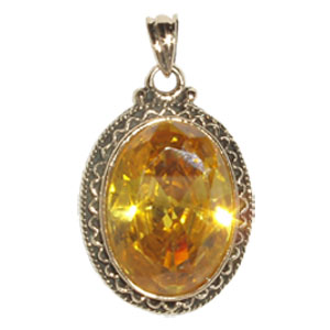 7001 - Bronshänge med färgade CZ Gul stenar.