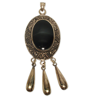 7024 -  Bronshänge med svart onyx sten.