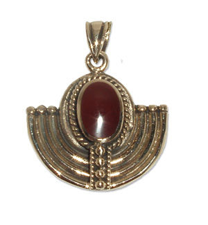 7080-Bronshänge med Röd karneol sten.