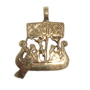 7098-Bronshänge Vikinga skeppsmotiv.