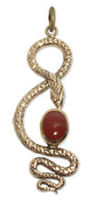 7163-1Bronshänge Orm med Röd karneol sten