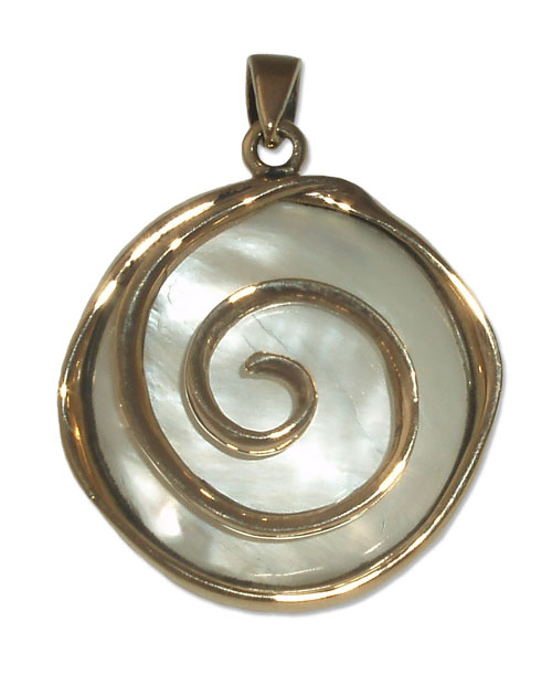 7296- Bronshänge Vit Pärlemorssten.