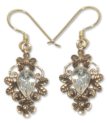 8071 -3 Bronsörhängen Keltiska med CZ Vit sten.