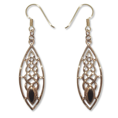 8129 - Bronsörhängen Keltiska med svart onyx sten.