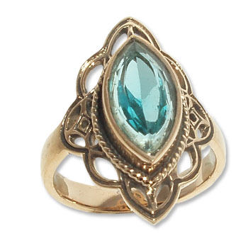 9102 -3 Bronsring Keltiskt med CZ Topaz blå  sten.