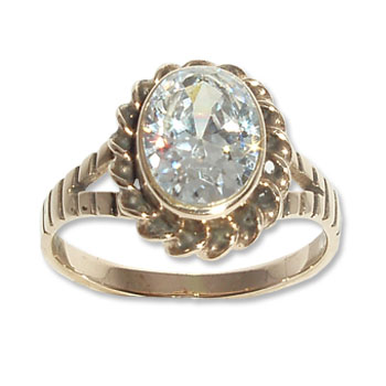 9108 -3 Bronsring Keltiskt med CZ Vit sten.
