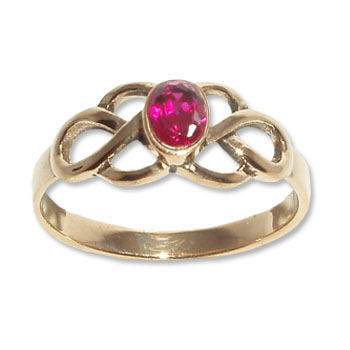 9111 Bronsring Keltiskt med CZ Röd sten.