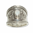4138-2  Silverring Keltisk med Vit pärlemors sten.