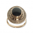 9088 - Bronsring Keltiskt med Svart onyx sten.