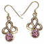 8074-5 Bronsörhänge med  CZ Rosa sten.