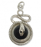 2463 - Silverhänge  Orm med svart onyx sten.