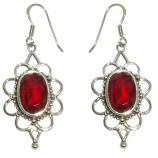 3430-Silverörhänge med CZ Röd sten