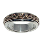 4114 - Silverring spinnring med Keltiskt drakmotiv i brons