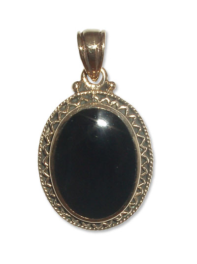 7090-1 Bronshänge Keltiskt med svart onyx sten   