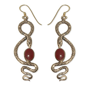 8082 -1 Bronshänge Orm med Röd karneol sten.